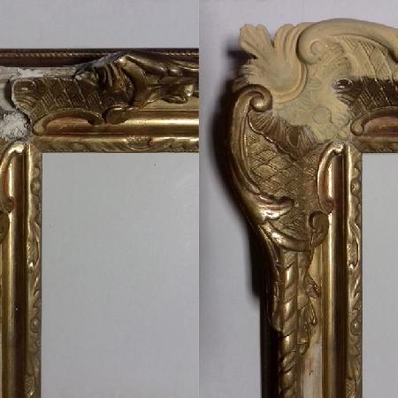 Reconstruction of the decorative pattern of a stucco decorated frame.