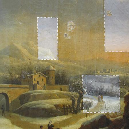 Cleaning pieces: removal of an oxidized varnish.