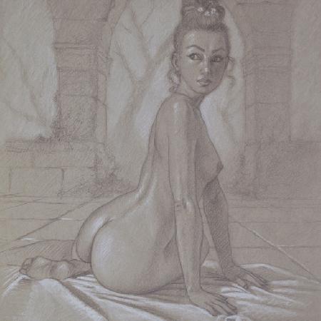 ANNALISA<br>2021<br>Pencil and white chalk on paper, 30 x 22 in.