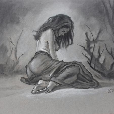 NEL BOSCO - 2018<br>Carboncino su carta, cm 42,2 x 66,7