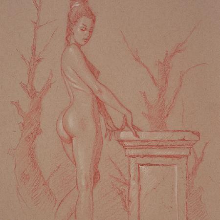 ANNALISA - 2022<br>Sanguigna su carta, cm 30,5 x 22,9